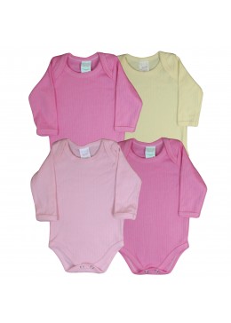 BODY SUED. CANELADO M/L LISO (PINTADINHO) (4 PCS)